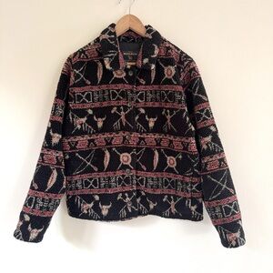 Vintage 1990s‎ Woolrich Sherpa Fleece Jacket – Tribal Southwest Print – Size L